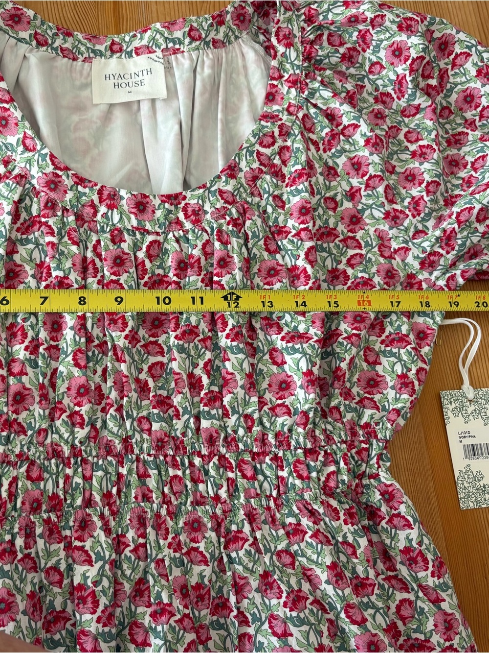 NWT HYACINTH HOUSE RED DAHLIA DOROTHY MINI DRESS MEDIUM RED GREEN FLORAL - Picture 5 of 10